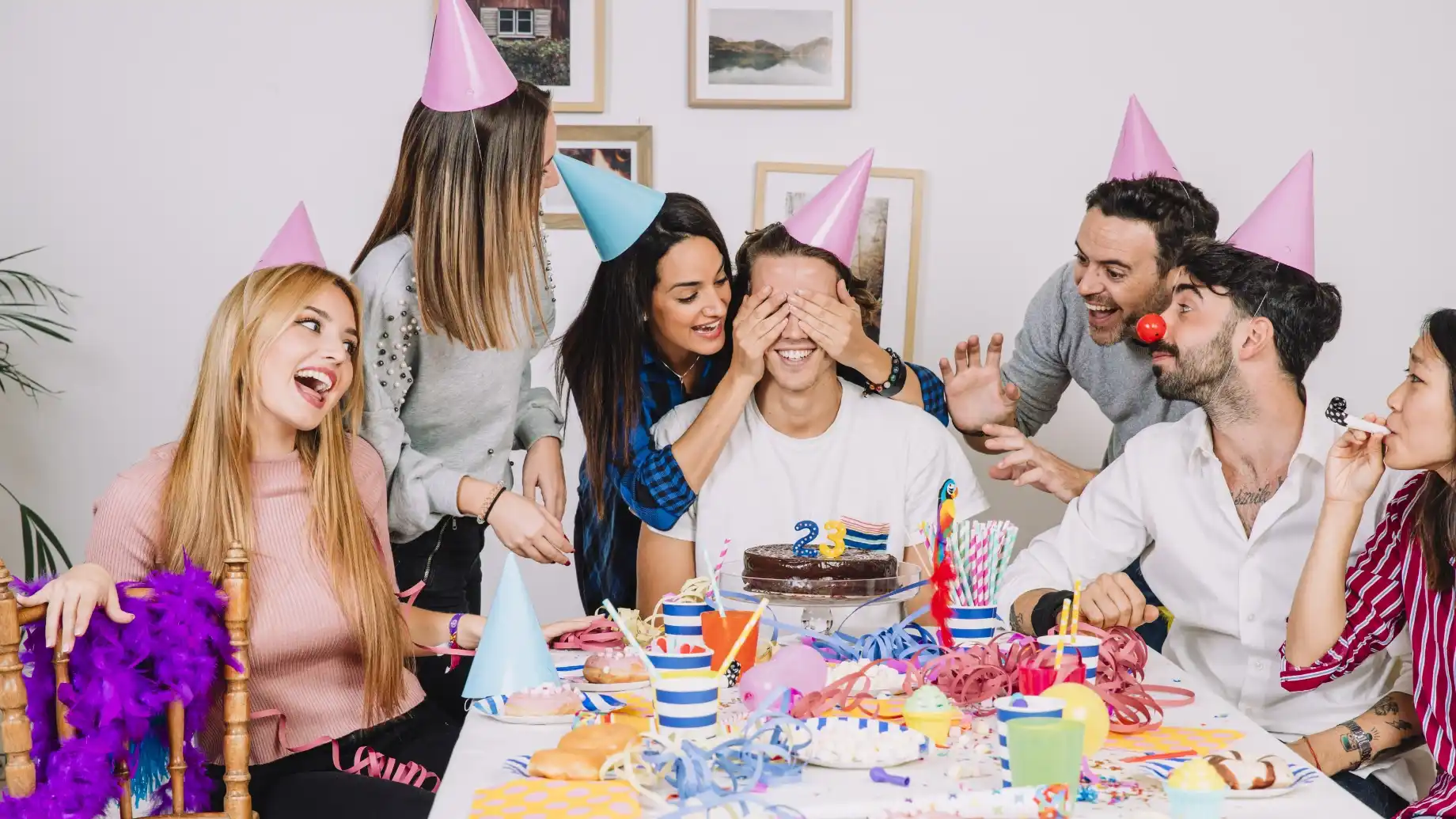 Family and friends celebrating together at a milestone party