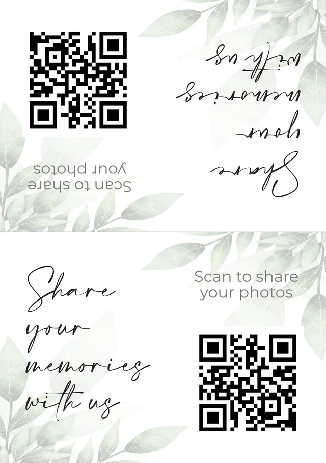 A5 sheet with the floral wedding table card on both halves, the top half upside down, ready to fold into a tent card